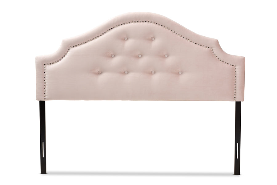 Baxton Studio Cora Modern and Contemporary Light Pink Velvet Fabric Upholstered Queen Size Headboard