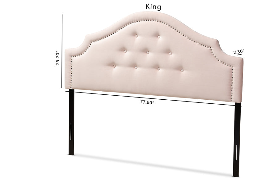 Baxton Studio Cora Modern and Contemporary Light Pink Velvet Fabric Upholstered Full Size Headboard