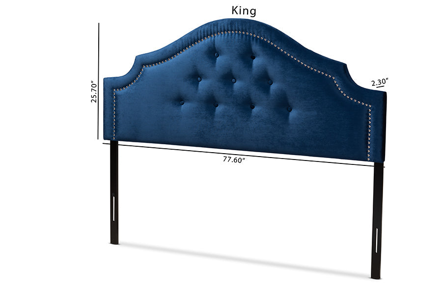 Baxton Studio Cora Modern and Contemporary Royal Blue Velvet Fabric Upholstered Full Size Headboard