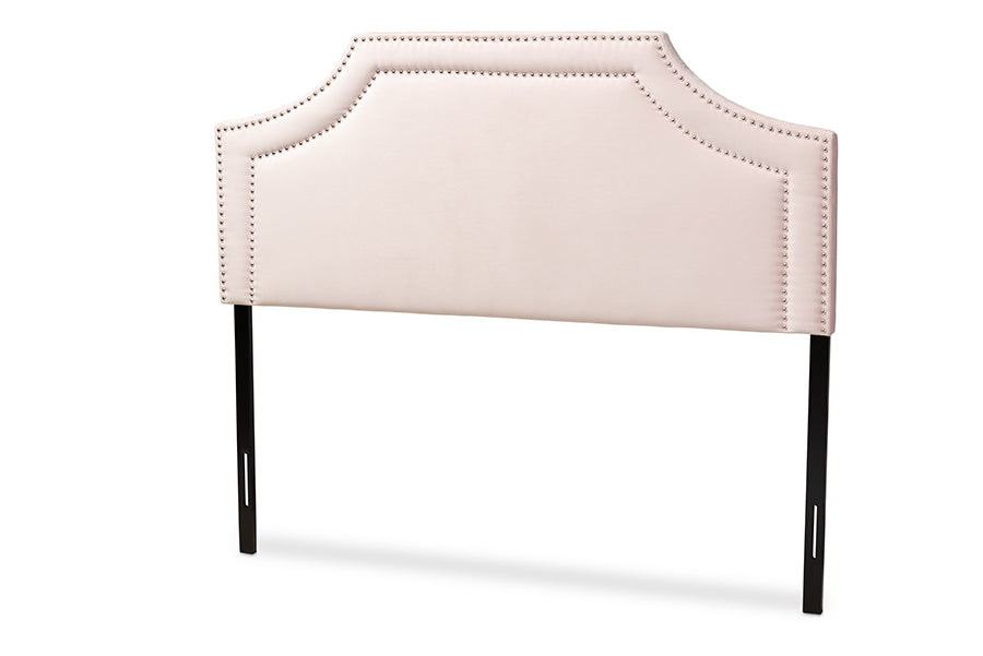 Baxton Studio Avignon Modern and Contemporary Light Pink Velvet Fabric Upholstered Full Size Headboard