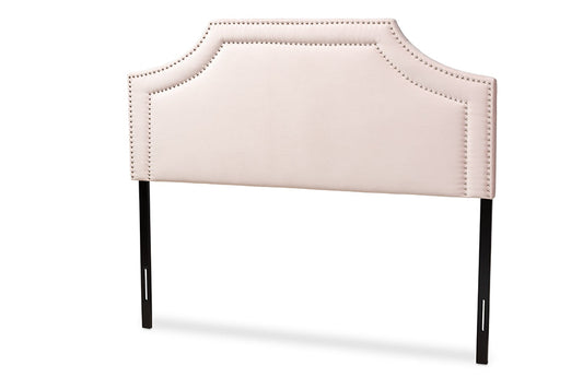 Baxton Studio Avignon Modern and Contemporary Light Pink Velvet Fabric Upholstered Queen Size Headboard