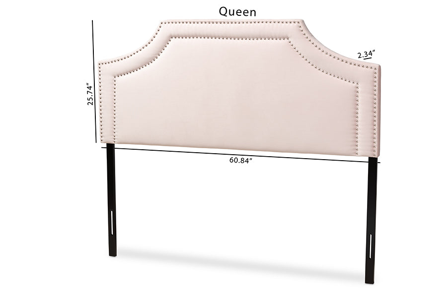 Baxton Studio Avignon Modern and Contemporary Light Pink Velvet Fabric Upholstered Queen Size Headboard