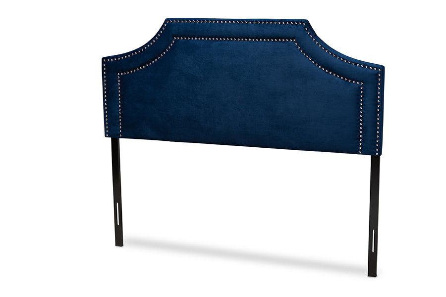 Baxton Studio Avignon Modern and Contemporary Navy Blue Velvet Fabric Upholstered Queen Size Headboard