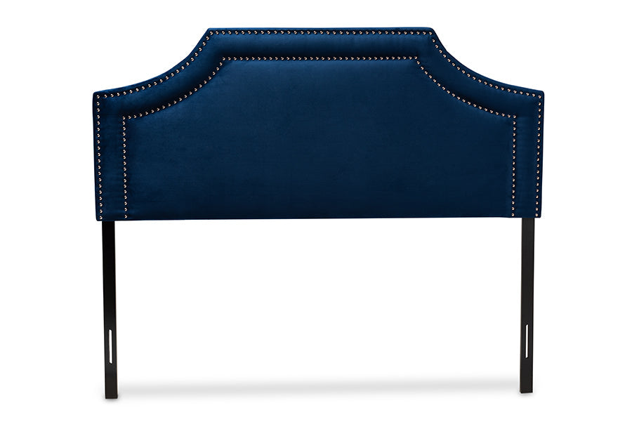 Baxton Studio Avignon Modern and Contemporary Navy Blue Velvet Fabric Upholstered Queen Size Headboard