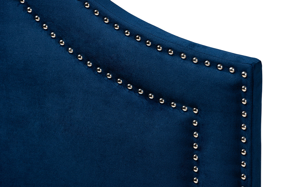 Baxton Studio Avignon Modern and Contemporary Navy Blue Velvet Fabric Upholstered Queen Size Headboard