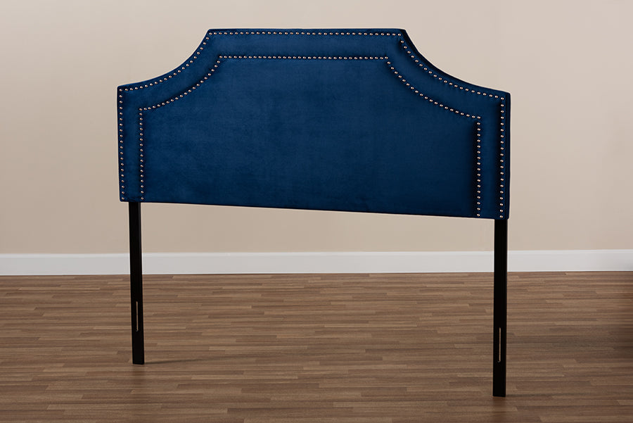 Baxton Studio Avignon Modern and Contemporary Navy Blue Velvet Fabric Upholstered King Size Headboard