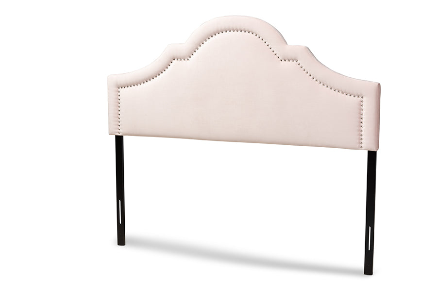 Baxton Studio Rita Modern and Contemporary Light Pink Velvet Fabric Upholstered Full Size Headboard