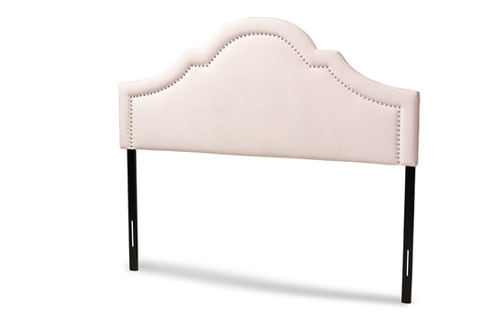 Baxton Studio Rita Modern and Contemporary Light Pink Velvet Fabric Upholstered Queen Size Headboard