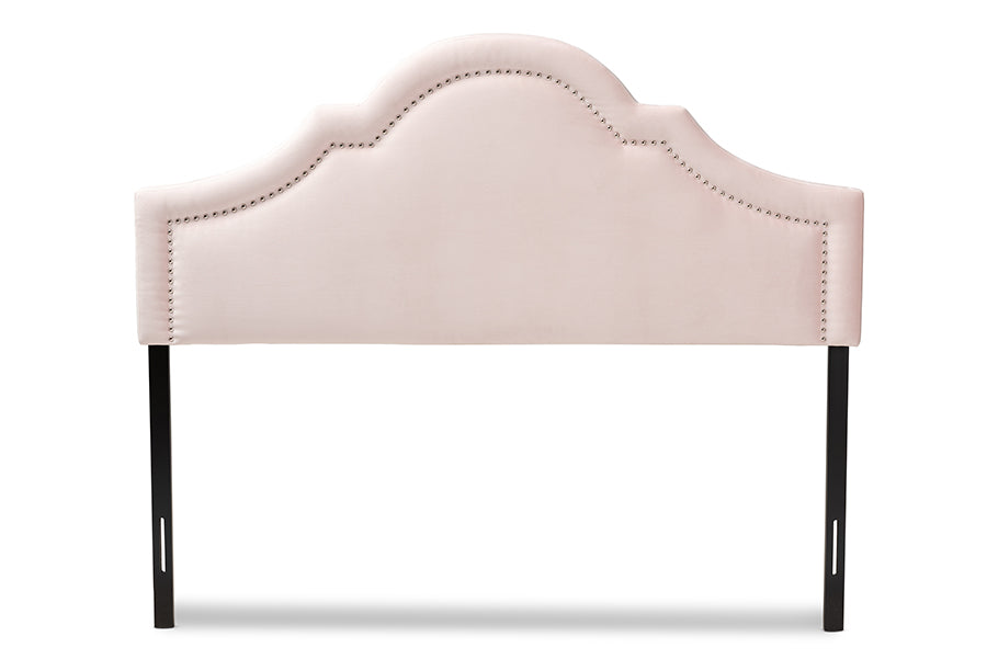 Baxton Studio Rita Modern and Contemporary Light Pink Velvet Fabric Upholstered Full Size Headboard