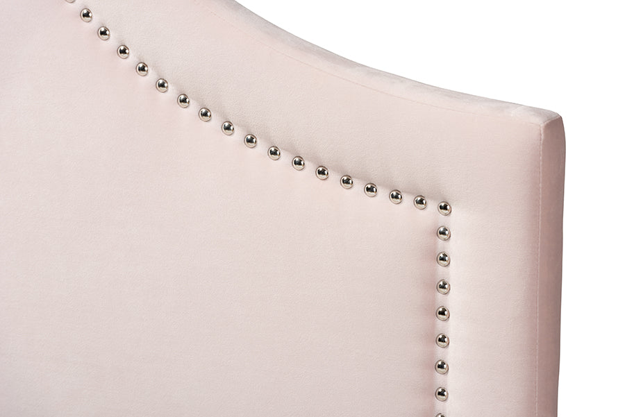 Baxton Studio Rita Modern and Contemporary Light Pink Velvet Fabric Upholstered Queen Size Headboard