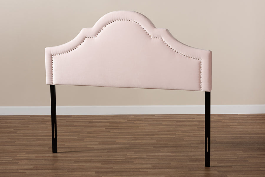 Baxton Studio Rita Modern and Contemporary Light Pink Velvet Fabric Upholstered Full Size Headboard