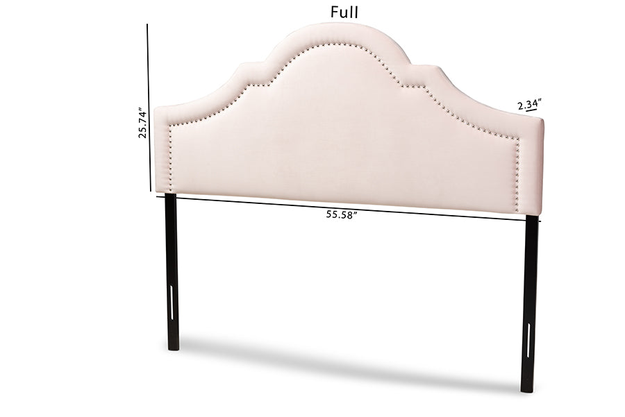 Baxton Studio Rita Modern and Contemporary Light Pink Velvet Fabric Upholstered Full Size Headboard