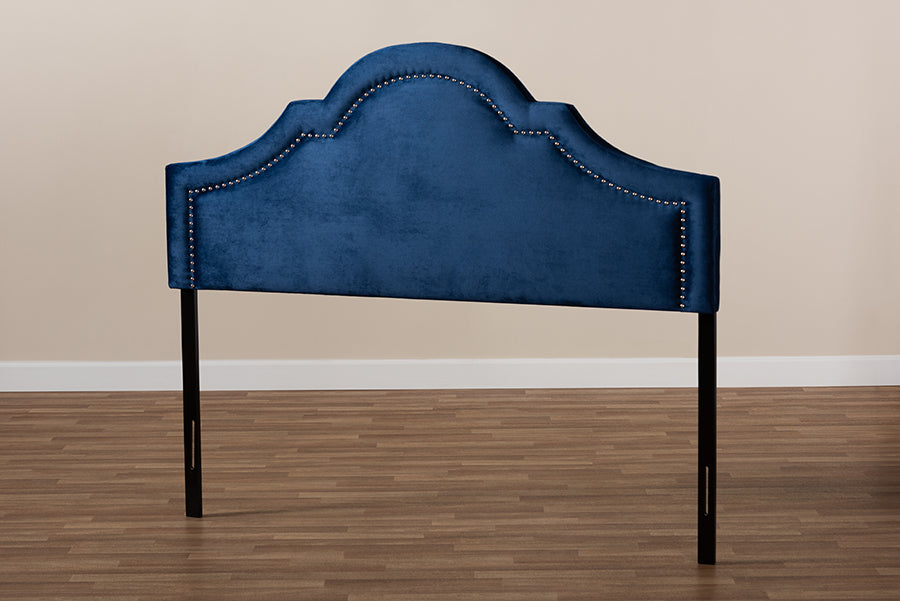 Baxton Studio Rita Modern and Contemporary Navy Blue Velvet Fabric Upholstered Full Size Headboard