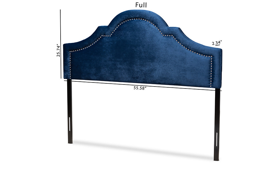 Baxton Studio Rita Modern and Contemporary Navy Blue Velvet Fabric Upholstered Full Size Headboard