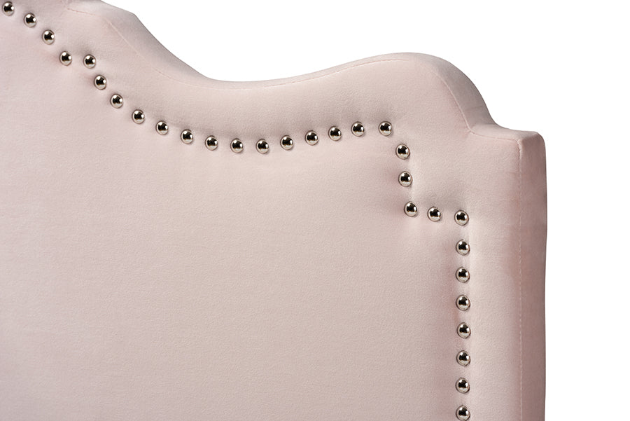 Baxton Studio Nadeen Modern and Contemporary Light Pink Velvet Fabric Upholstered Full Size Headboard