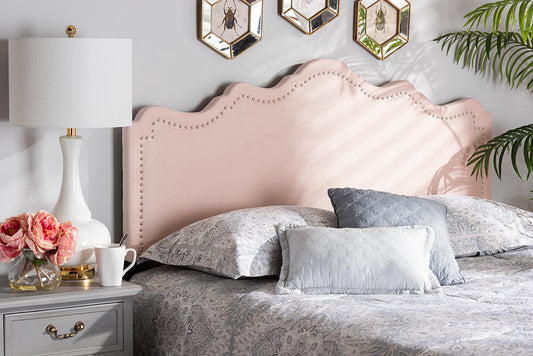 Baxton Studio Nadeen Modern and Contemporary Light Pink Velvet Fabric Upholstered King Size Headboard