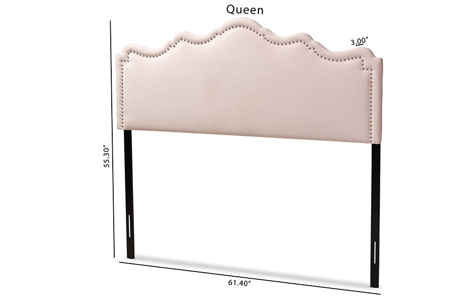 Baxton Studio Nadeen Modern and Contemporary Light Pink Velvet Fabric Upholstered King Size Headboard