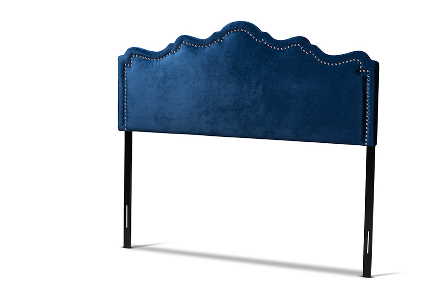 Baxton Studio Nadeen Modern and Contemporary Royal Blue Velvet Fabric Upholstered Queen Size Headboard
