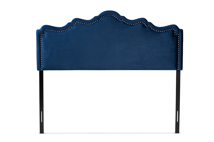Baxton Studio Nadeen Modern and Contemporary Royal Blue Velvet Fabric Upholstered Queen Size Headboard