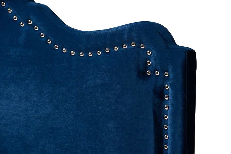 Baxton Studio Nadeen Modern and Contemporary Royal Blue Velvet Fabric Upholstered Queen Size Headboard