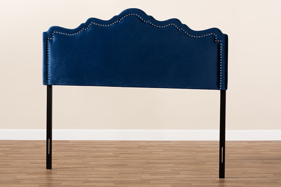 Baxton Studio Nadeen Modern and Contemporary Royal Blue Velvet Fabric Upholstered Queen Size Headboard