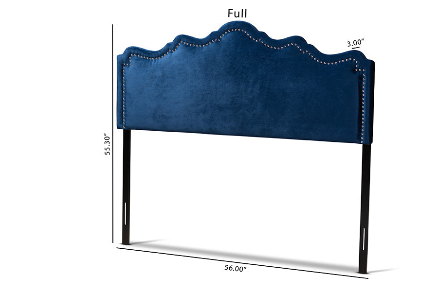 Baxton Studio Nadeen Modern and Contemporary Royal Blue Velvet Fabric Upholstered King Size Headboard