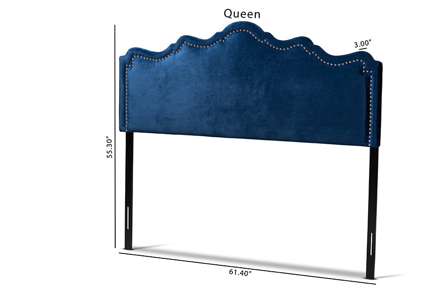 Baxton Studio Nadeen Modern and Contemporary Royal Blue Velvet Fabric Upholstered Queen Size Headboard
