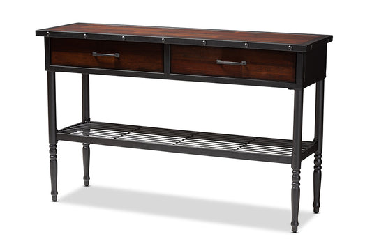 Baxton Studio Jana Vintage Industrial Walnut-Finished Wood 2-Drawer Dining Room Server
