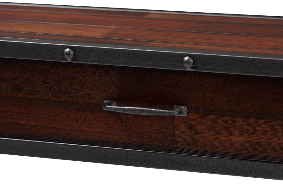Baxton Studio Jana Vintage Industrial Walnut-Finished Wood 2-Drawer Dining Room Server