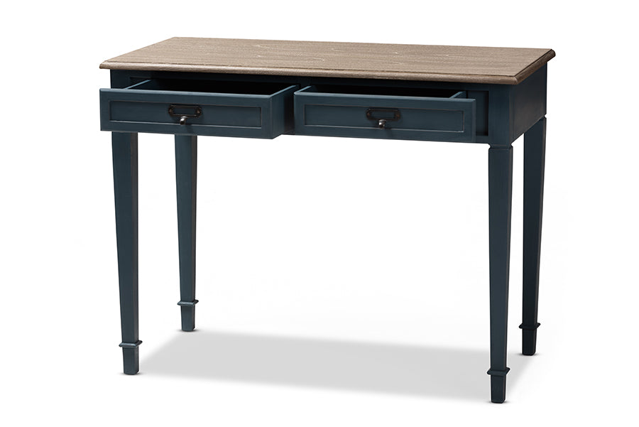 Baxton Studio Dauphine French Provincial Spruce Blue Accent Writing Desk