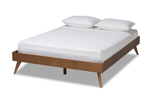 Baxton Studio Lissette Mid-Century Modern Walnut Brown Finished Wood King Size Platform Bed Frame