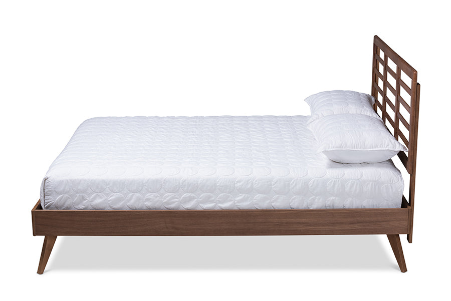 Baxton Studio Calisto Mid-Century Modern Walnut Brown Finished Wood Full Size Platform Bed