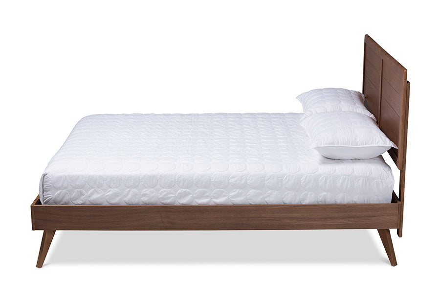Baxton Studio Artemis Mid-Century Modern Walnut Brown Finished Wood Queen Size Platform Bed
