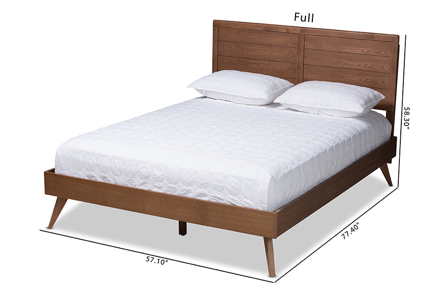 Baxton Studio Artemis Mid-Century Modern Walnut Brown Finished Wood Full Size Platform Bed