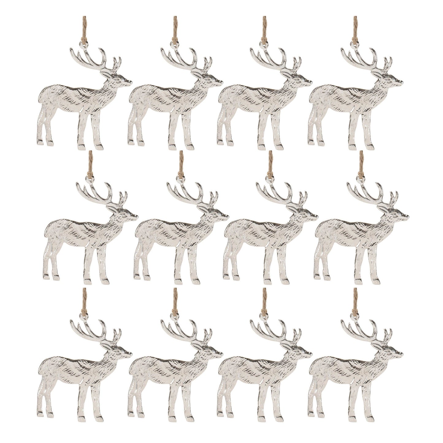 Etched Metal Deer Ornament (Set of 12)