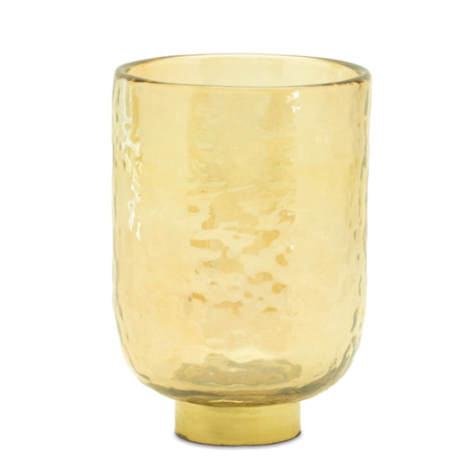Gold Glass Vase with Metal Accent (Set of 2)