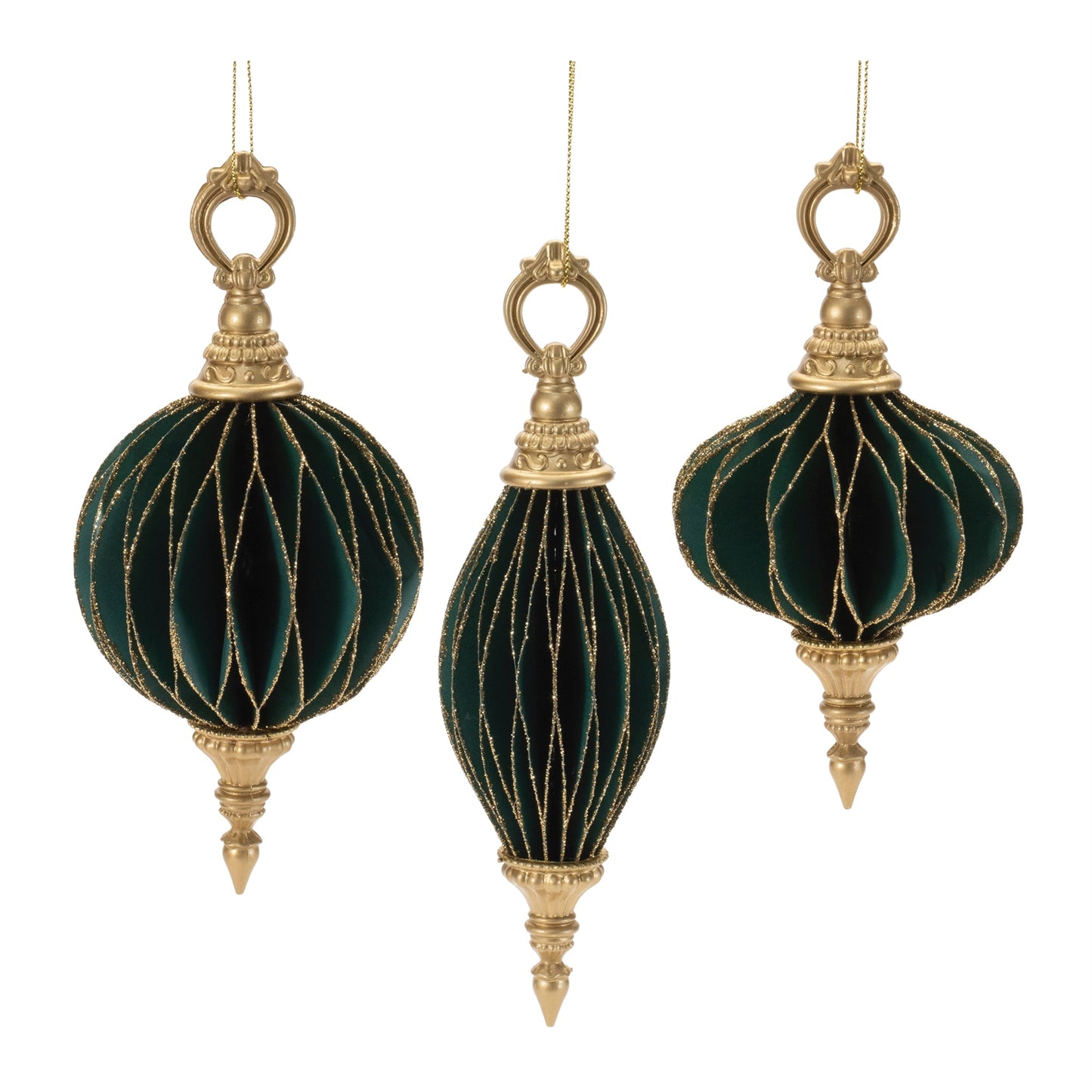 Glittered Folded Paper Ornaments (Set of 6)