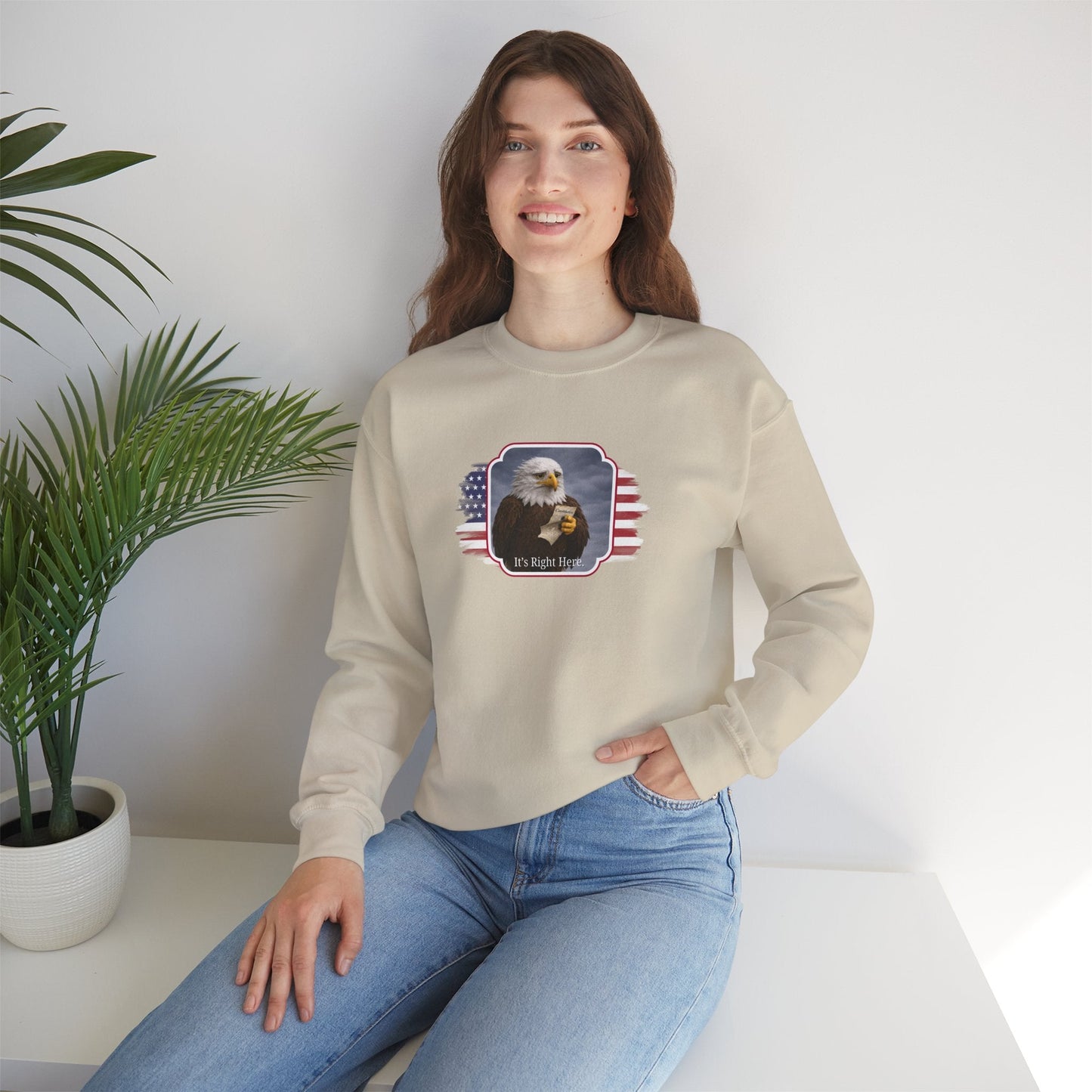 “It’s Right Here” Political Parody Crewneck Sweatshirt