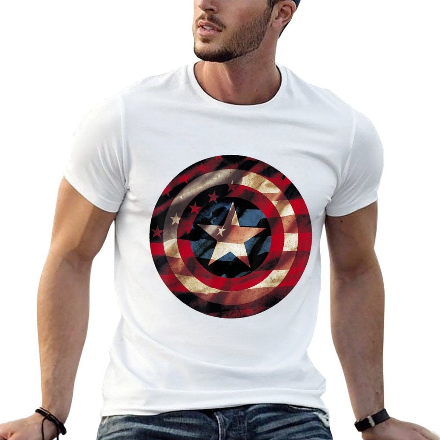 Marvel Comics Captain America Graphic Fill Shield  Lightweight T-Shirt