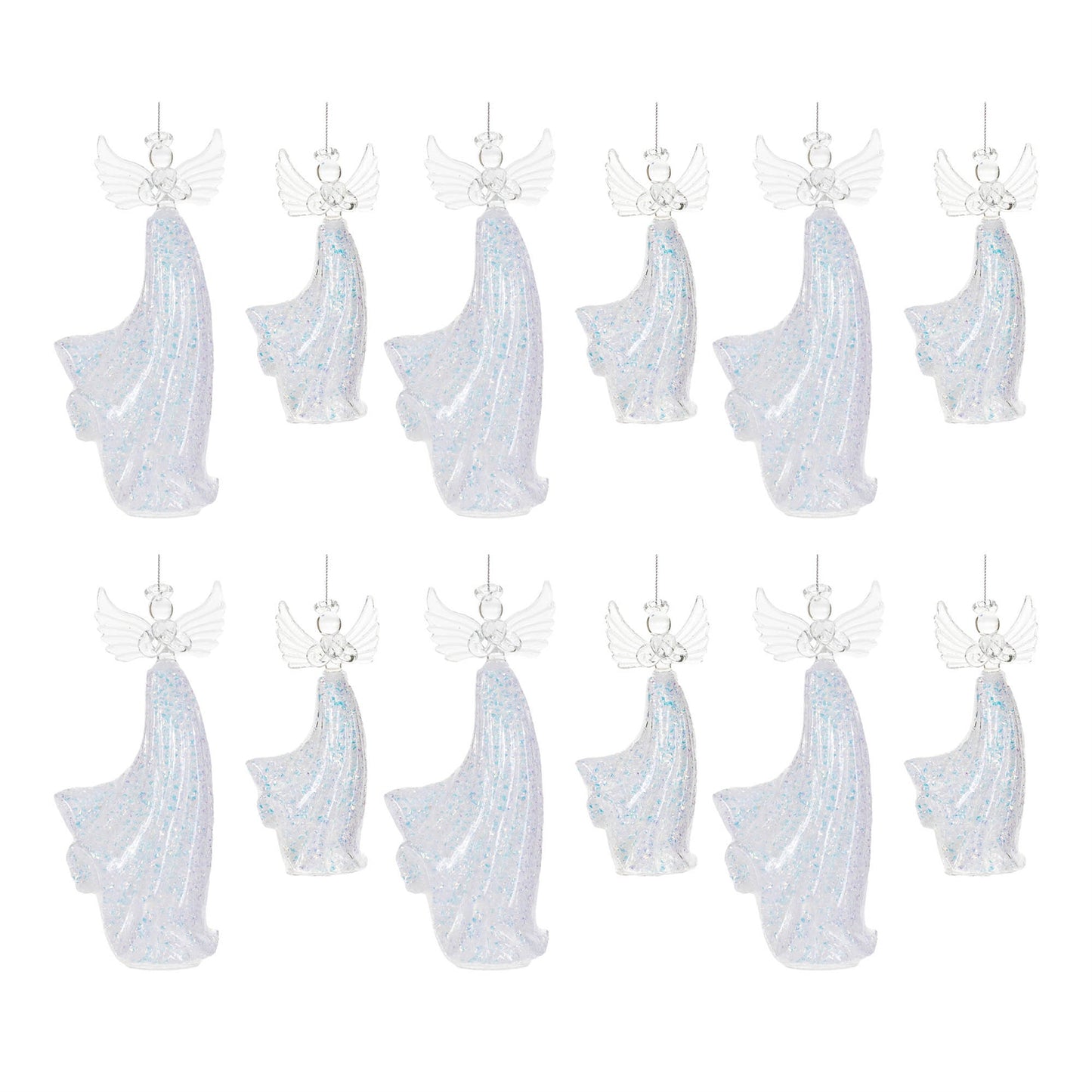 Iridescent Glass Angel Ornament (Set of 6)