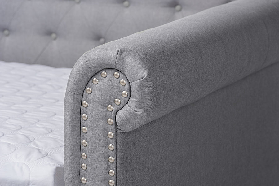 Baxton Studio Mabelle Modern and Contemporary Gray Fabric Upholstered Full Size Daybed with Trundle