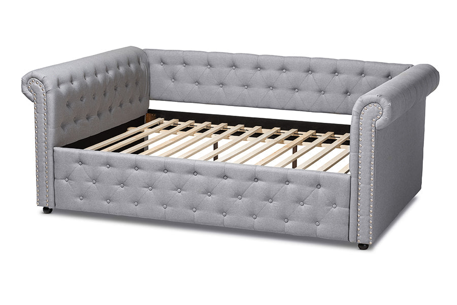 Baxton Studio Mabelle Modern and Contemporary Gray Fabric Upholstered Full Size Daybed