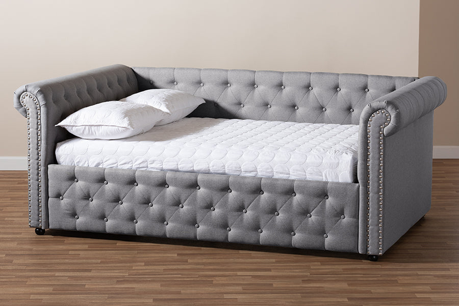 Baxton Studio Mabelle Modern and Contemporary Gray Fabric Upholstered Full Size Daybed