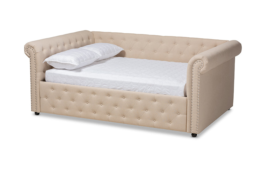 Baxton Studio Mabelle Modern and Contemporary Beige Fabric Upholstered Full Size Daybed