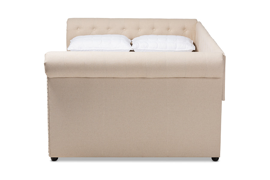 Baxton Studio Mabelle Modern and Contemporary Beige Fabric Upholstered Full Size Daybed