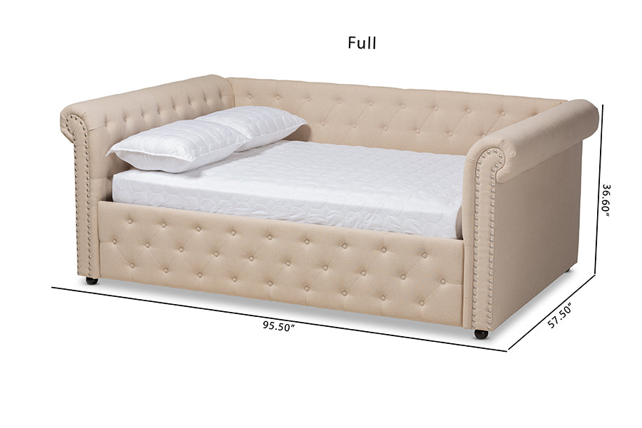 Baxton Studio Mabelle Modern and Contemporary Beige Fabric Upholstered Full Size Daybed
