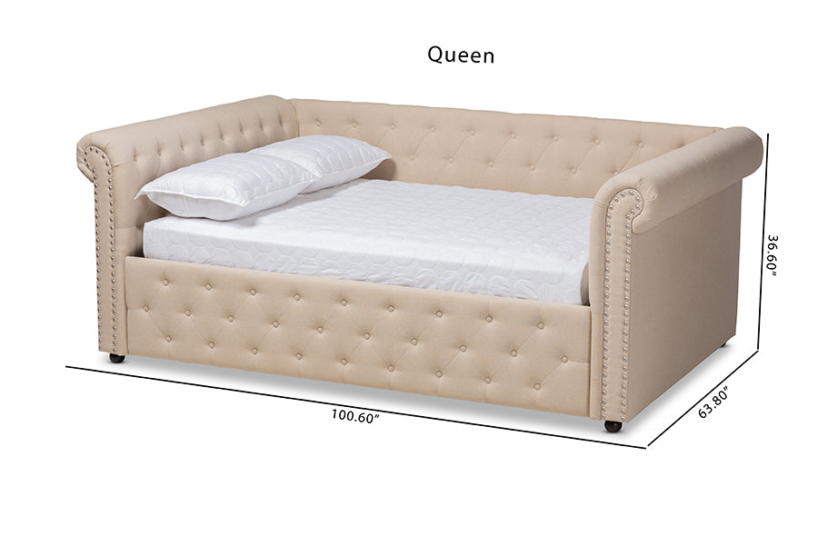 Baxton Studio Mabelle Modern and Contemporary Beige Fabric Upholstered Full Size Daybed