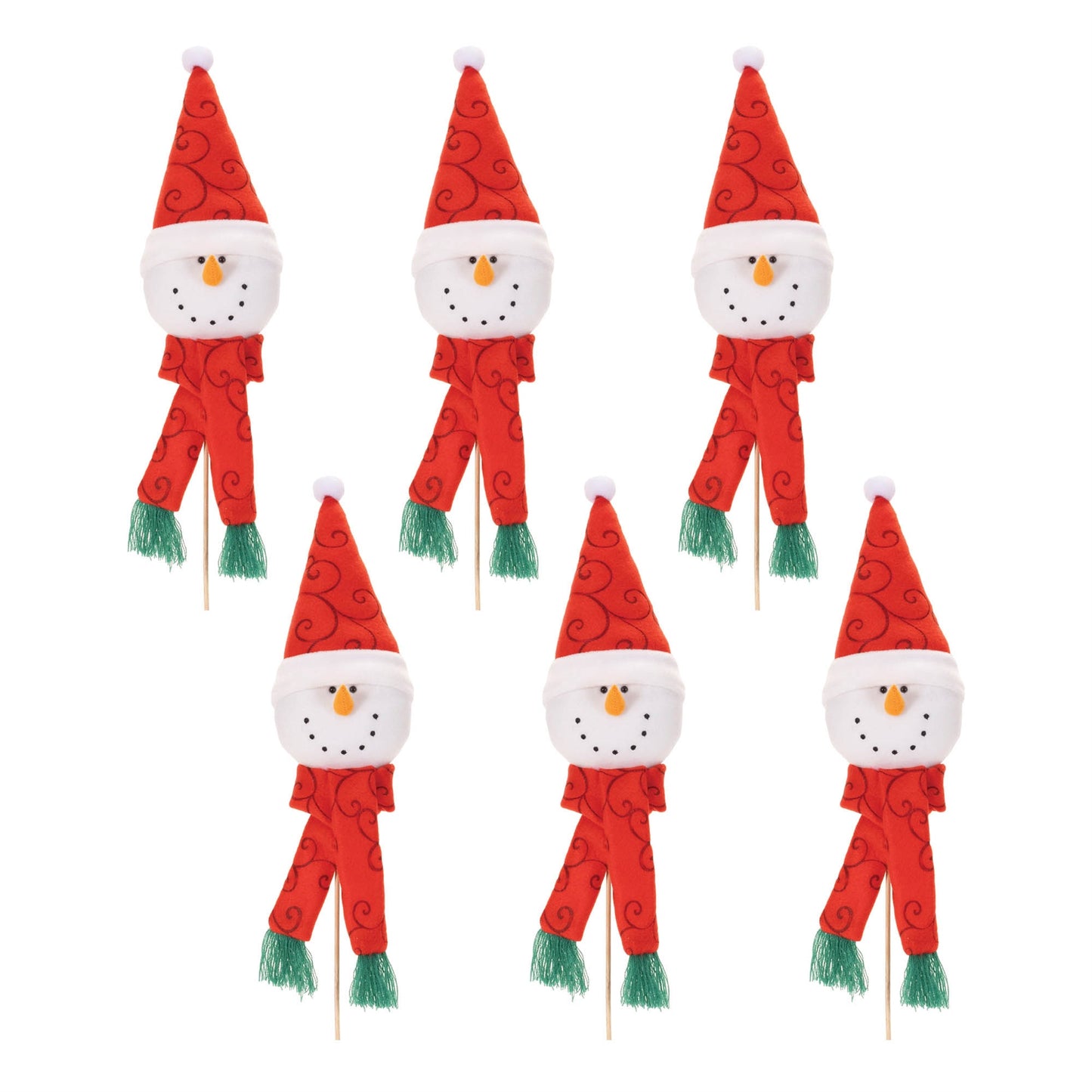 Plush Snowman Head Pick (Set of 6)
