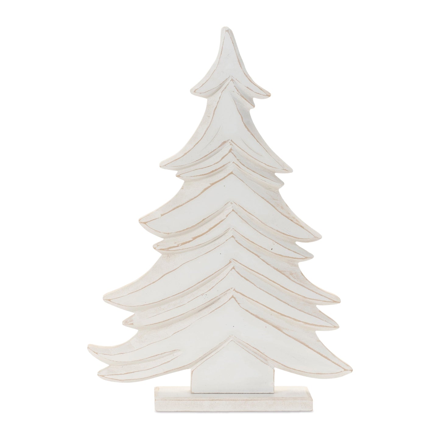 Carved Wood Pine Tree (Set of 2)