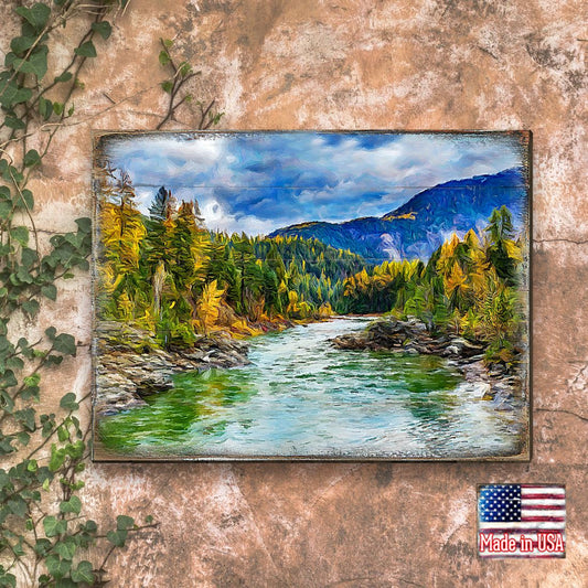 Forest River Art Wooden Wall Art by Nature Wonders - Nature Wildlife Décor  - 95246B